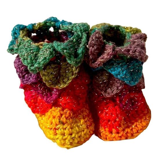 Mermaid dragon scale baby booties size 1 NEW shoes photos shoot boots handmade - Picture 1 of 12
